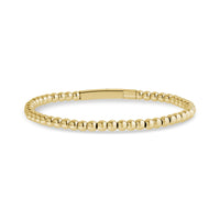 Gold-tone unisex stainless steel beaded bracelet featuring polished 4mm beads and engravable clasp