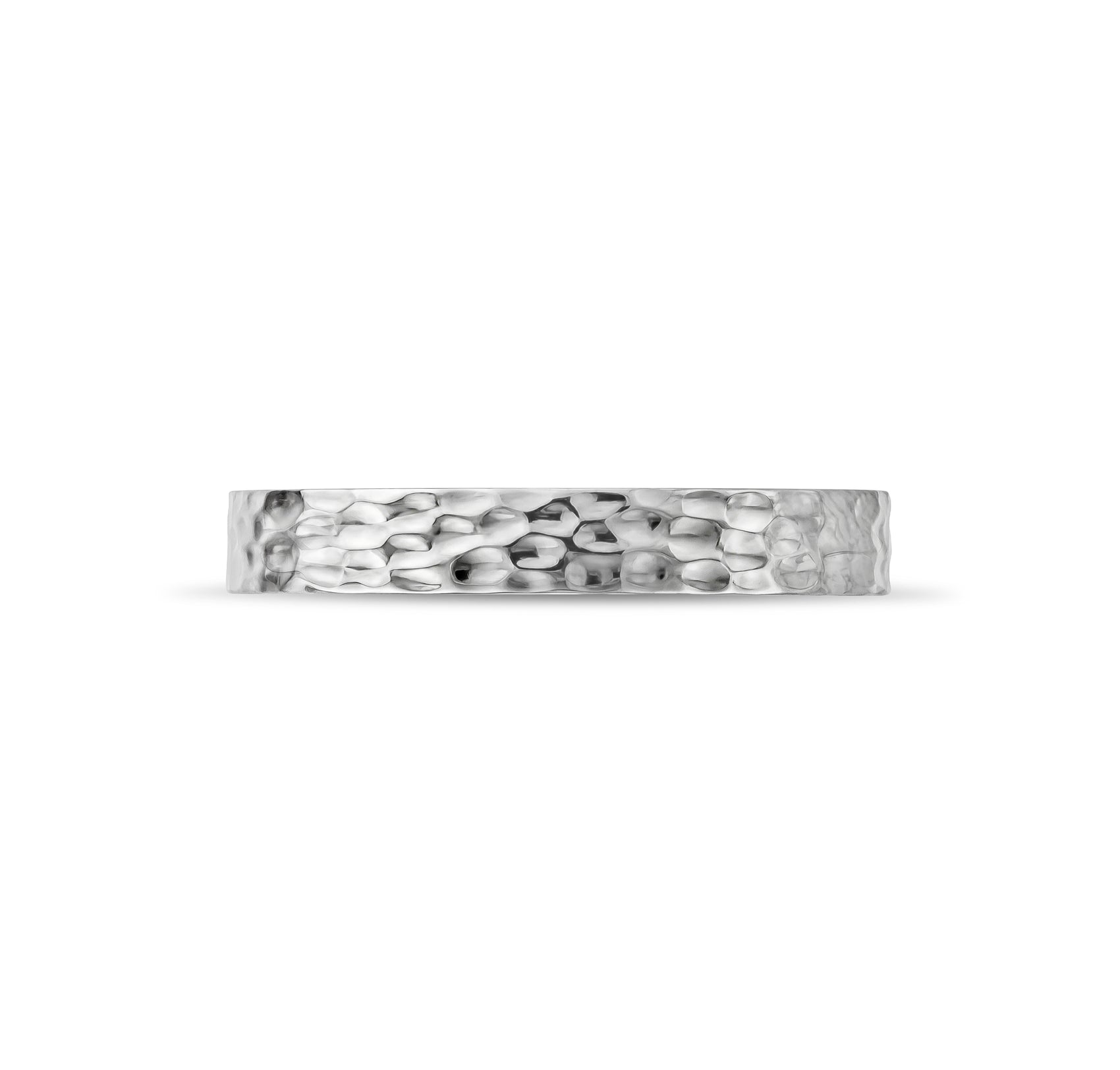 4mm hammered stainless steel wedding band, side view