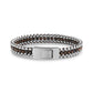 Back view of brown beaded bracelet showing matte steel clasp with engraving option