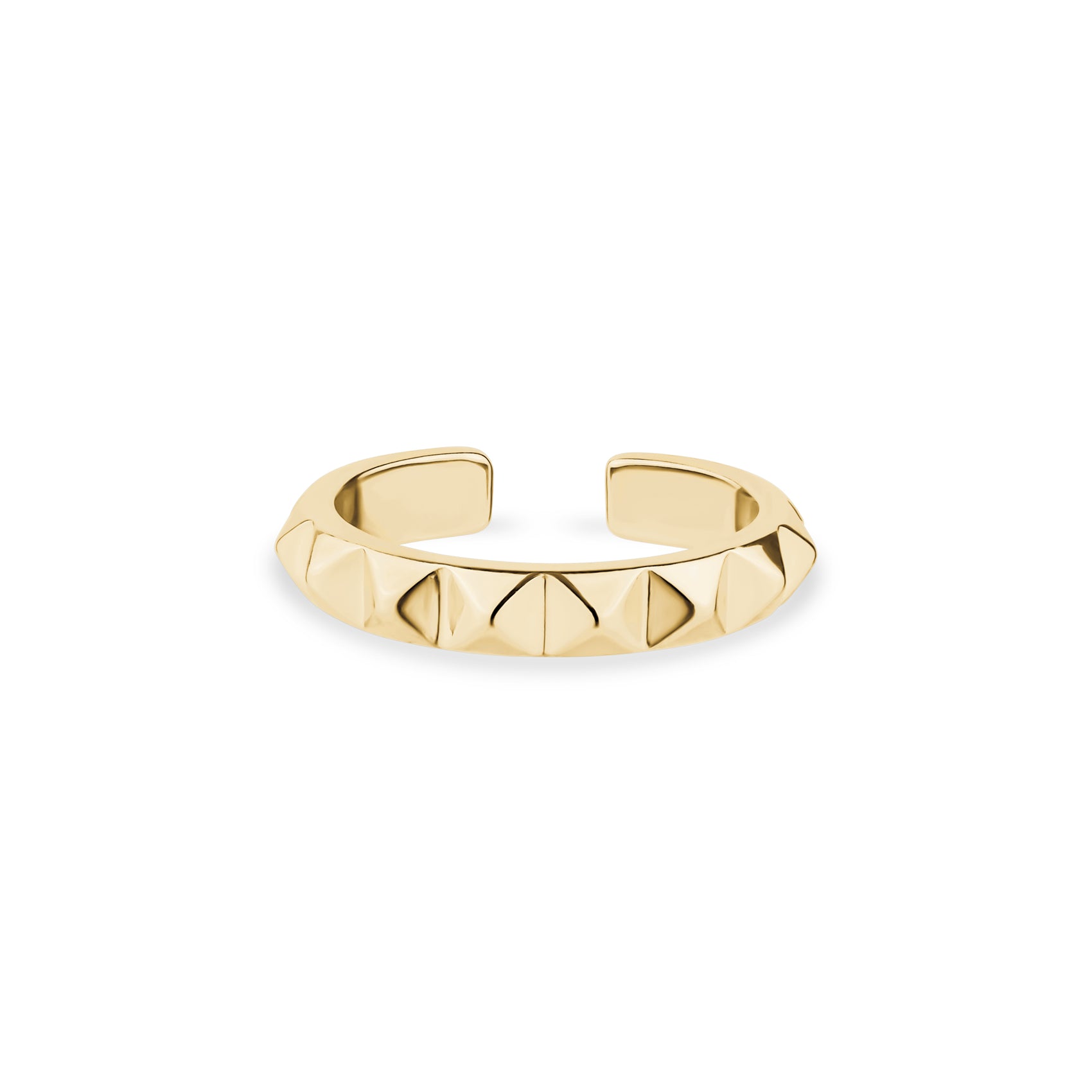 Diamond cut stainless steel ear cuff in gold, 3mm wide with 14mm diameter open-ended design