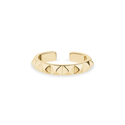 Diamond cut stainless steel ear cuff in gold, 3mm wide with 14mm diameter open-ended design