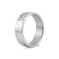Silver 6mm hammered texture comfort fit wedding band angled view