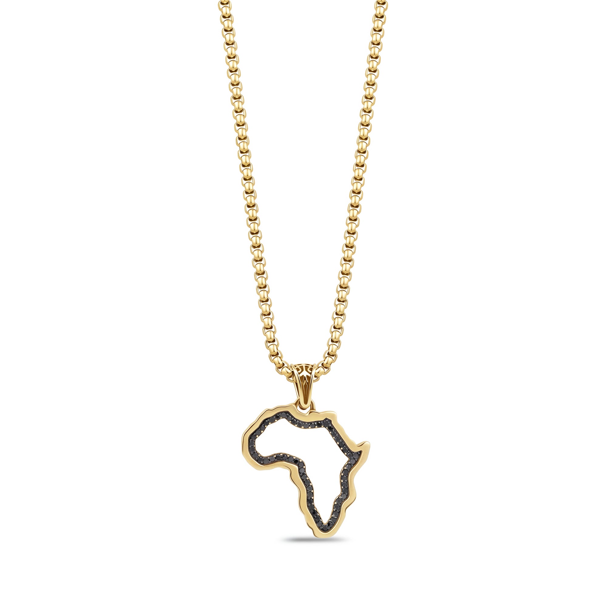 Africa Map Pendant Necklace for Men, 316L Steel + CZ – The Steel Shop