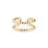 Gold twisted cable ear cuff front view with polished finish