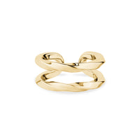 Gold twisted ear cuff 7mm wide with 16mm outer diameter front view