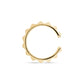 Top view of gold diamond cut stainless steel ear cuff showing textured pattern and open ends