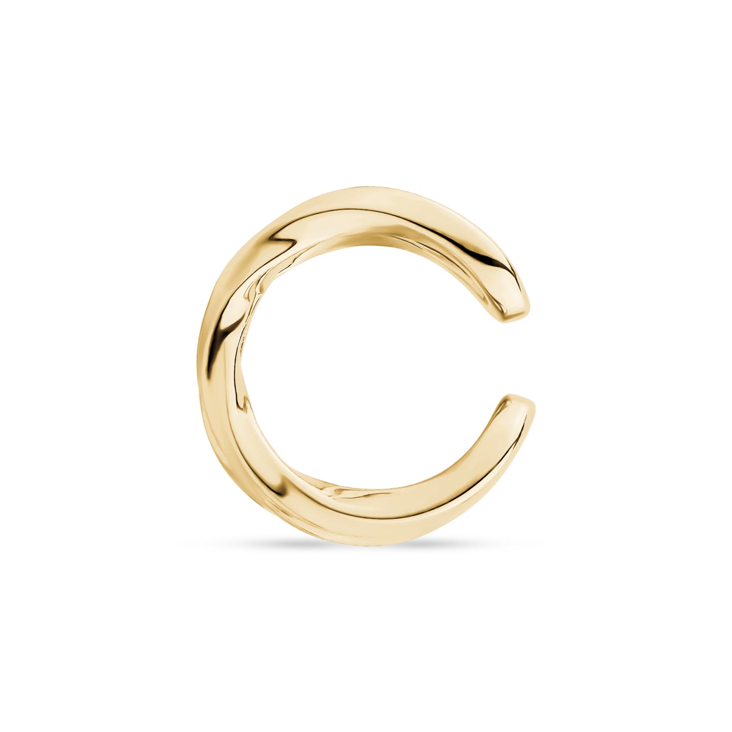 Gold twisted ear cuff side view showing open design