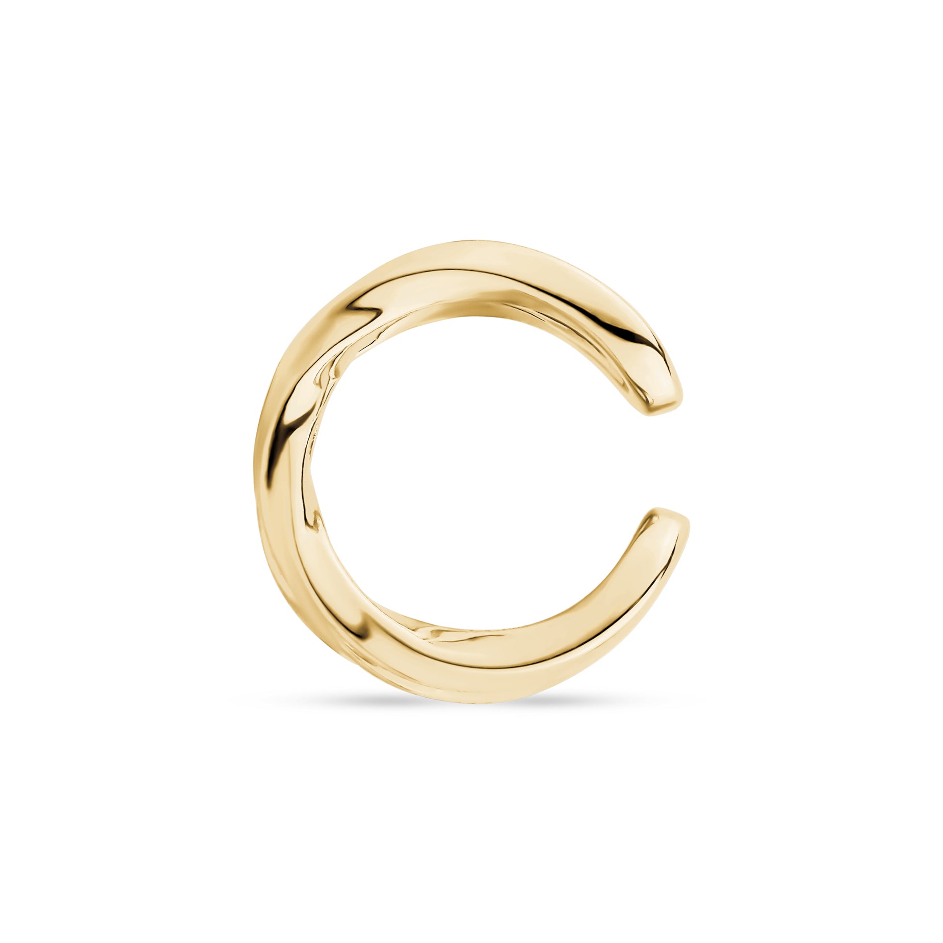 Gold twisted ear cuff side view showing open design