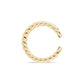 Gold twisted cable ear cuff side view showing open circular shape
