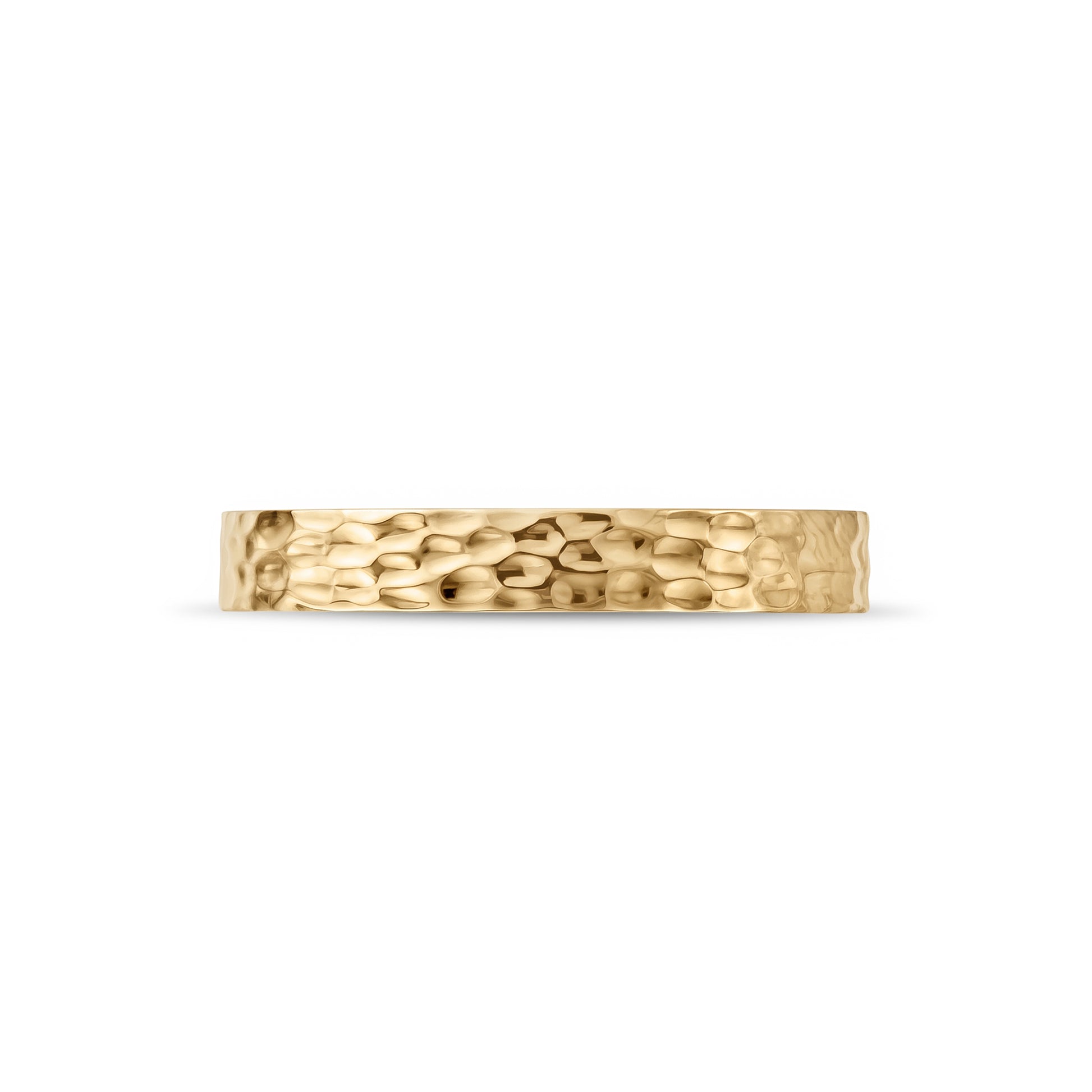 4mm hammered gold-tone wedding band, side view