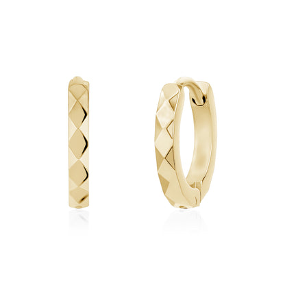 Diamond Cut Huggie Earrings | 13MM - Earrings - The Steel Shop