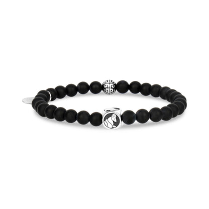 6mm Matte Black Onyx Zodiac Bead Bracelet - Unisex Bead Bracelet - The Steel Shop