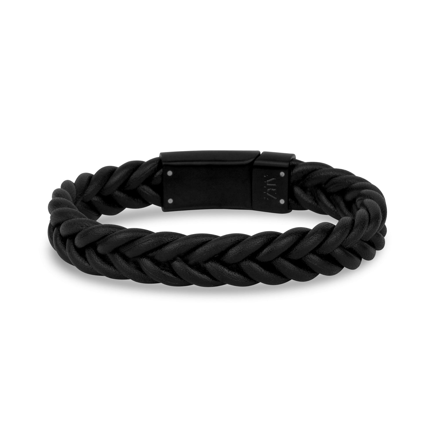 11mm Black Braided Leather Engravable Bracelet for Men The Steel Shop