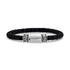 Engravable Black Leather Greek Key Design Bracelet
