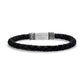 Engravable Black Leather Greek Key Design Bracelet