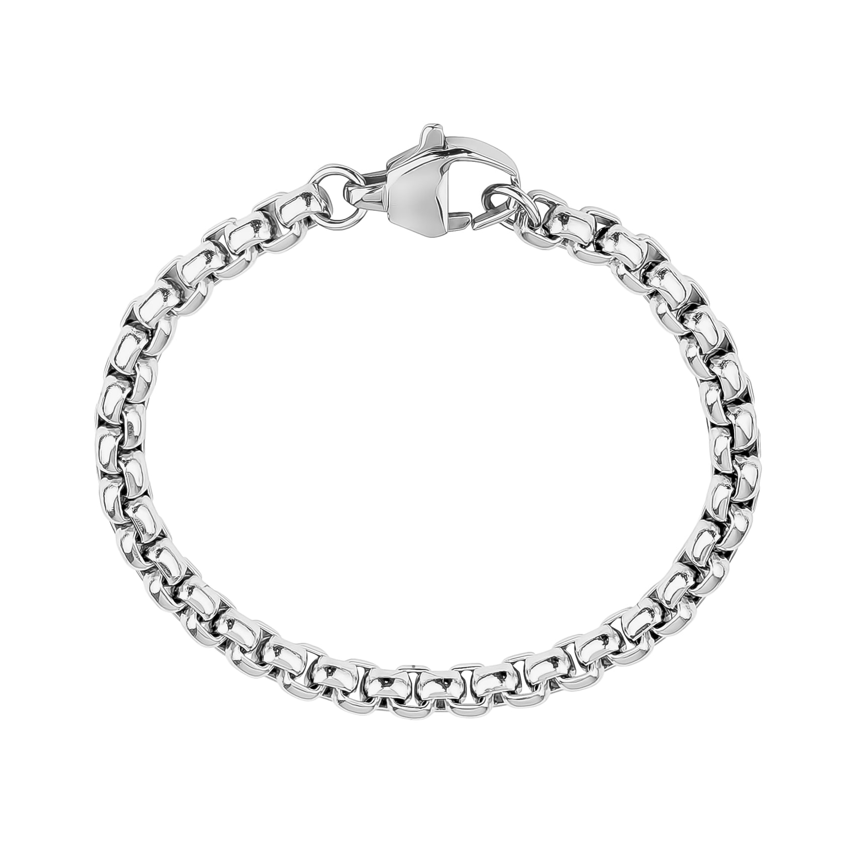 6mm round box link stainless steel bracelet for men