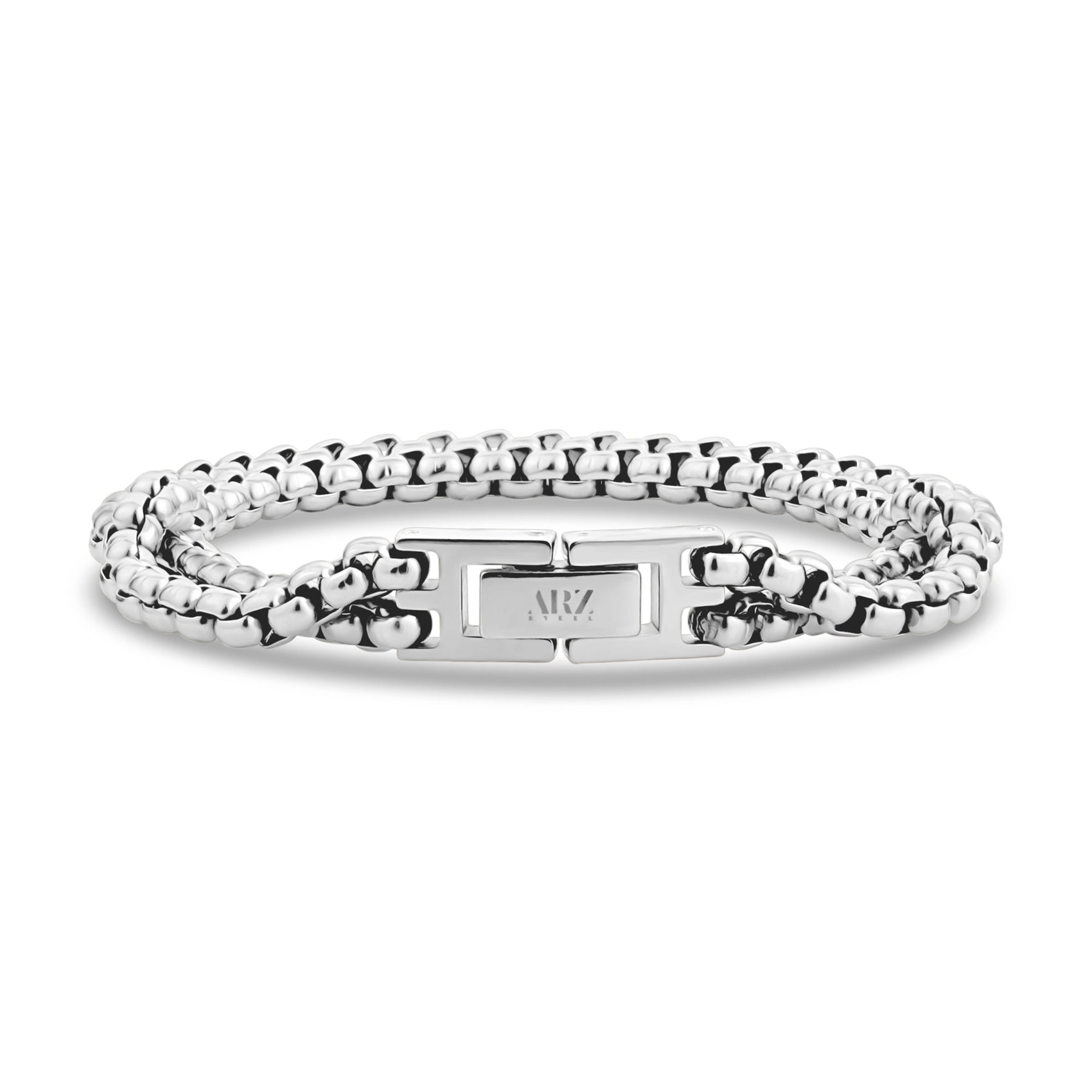 Double Strand Round Box Link Steel Bracelet