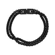 Double Strand Round Box Link Black Bracelet for Men