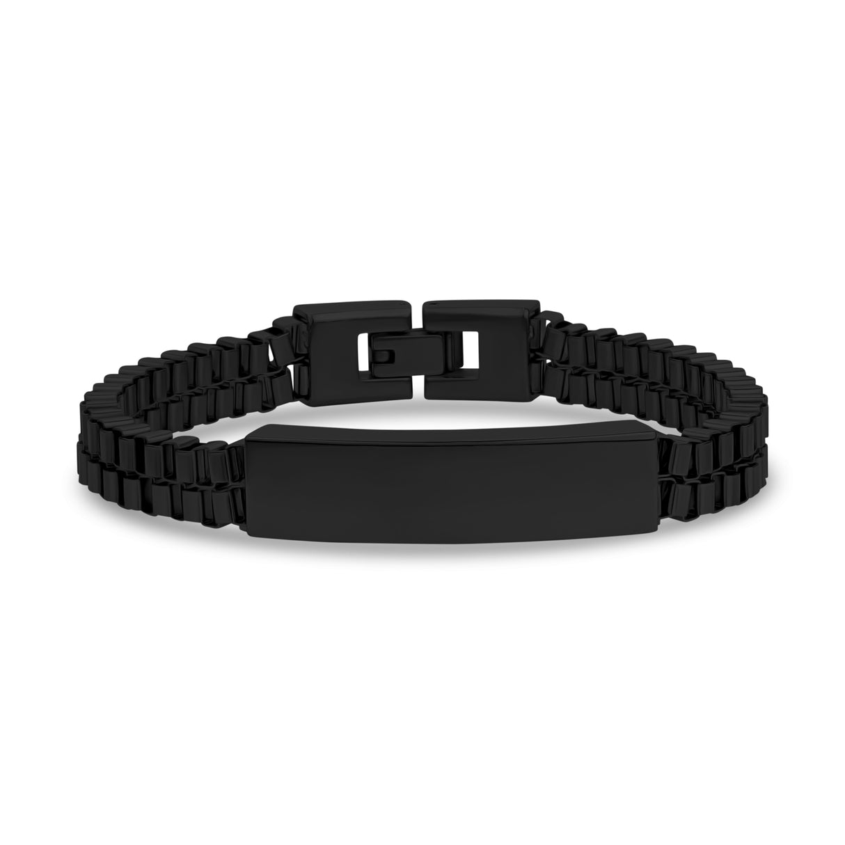 Double Row Box Link ID Bracelet - Mens Steel Bracelets - Black