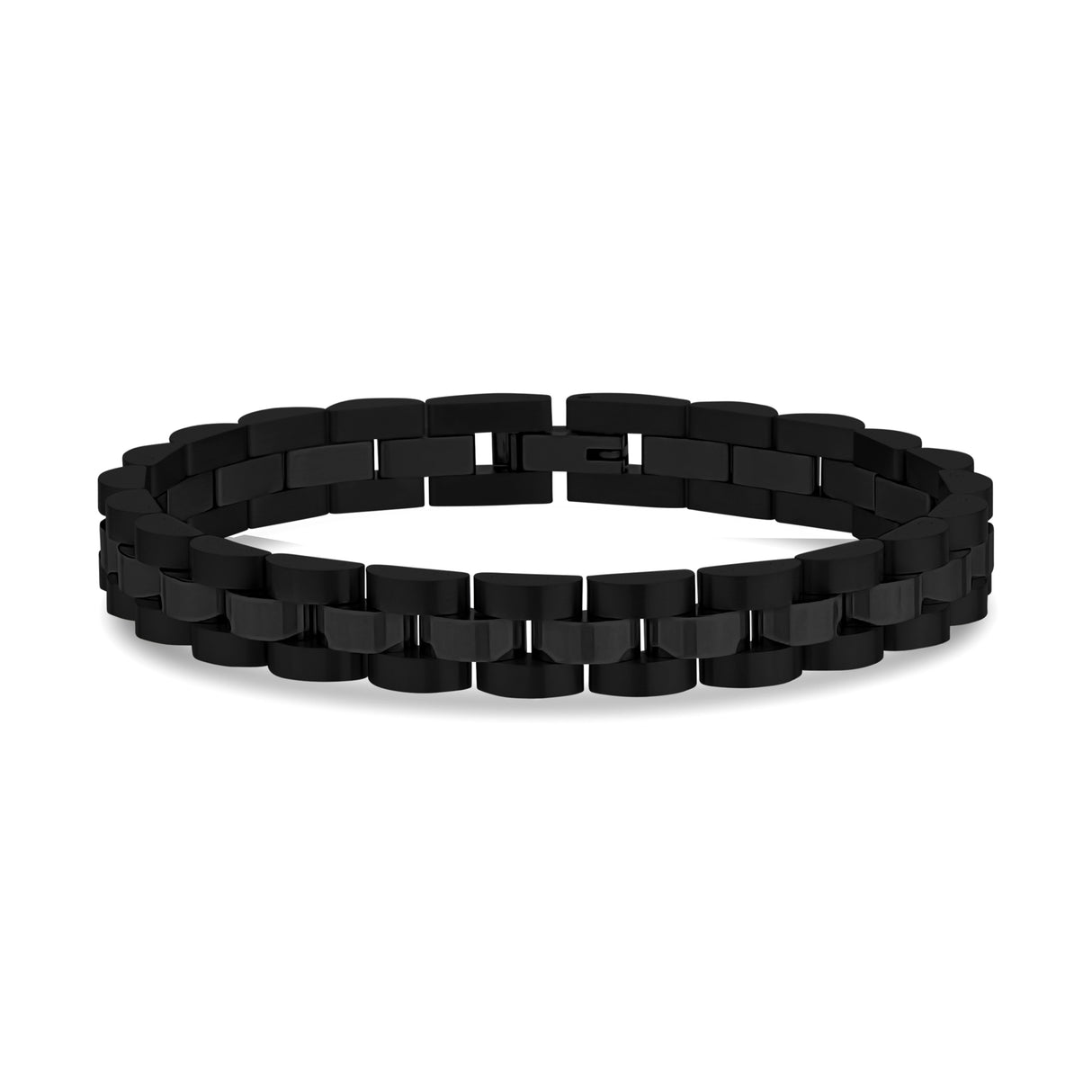 8mm Watch Link Bracelet - Mens Steel Bracelets - Black