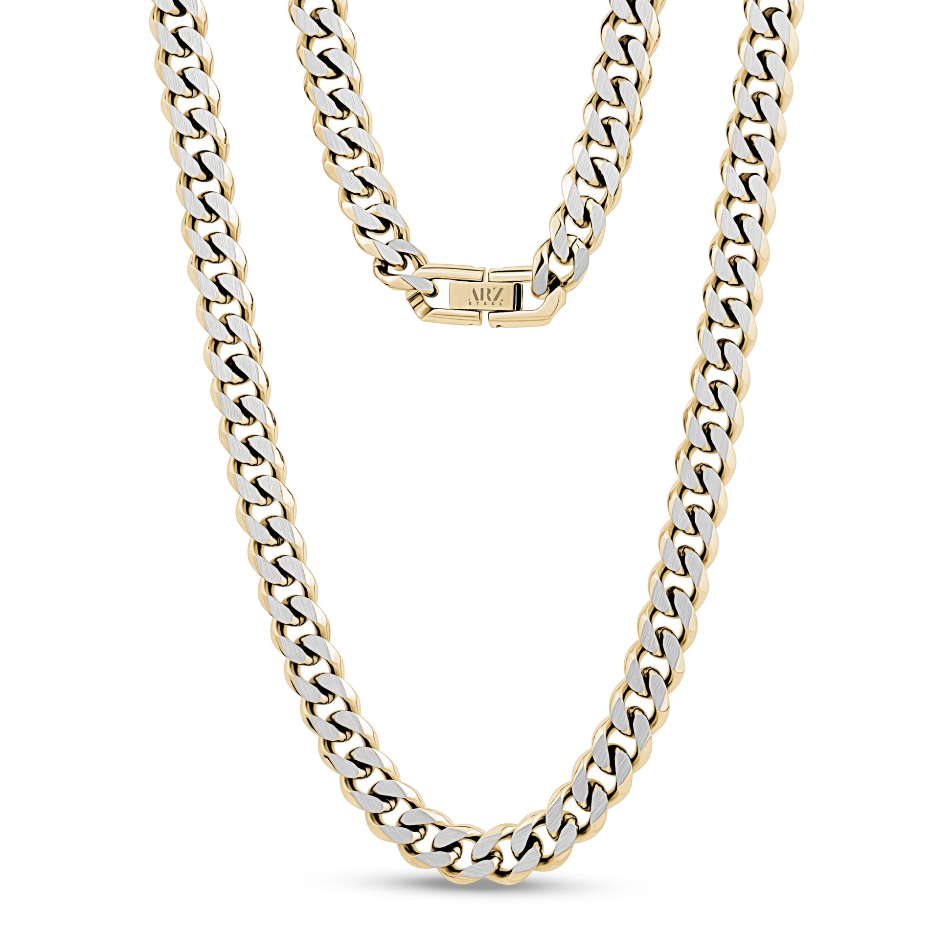 8mm Stainless Steel Two Tone Cuban Link Chain Necklace – The Steel