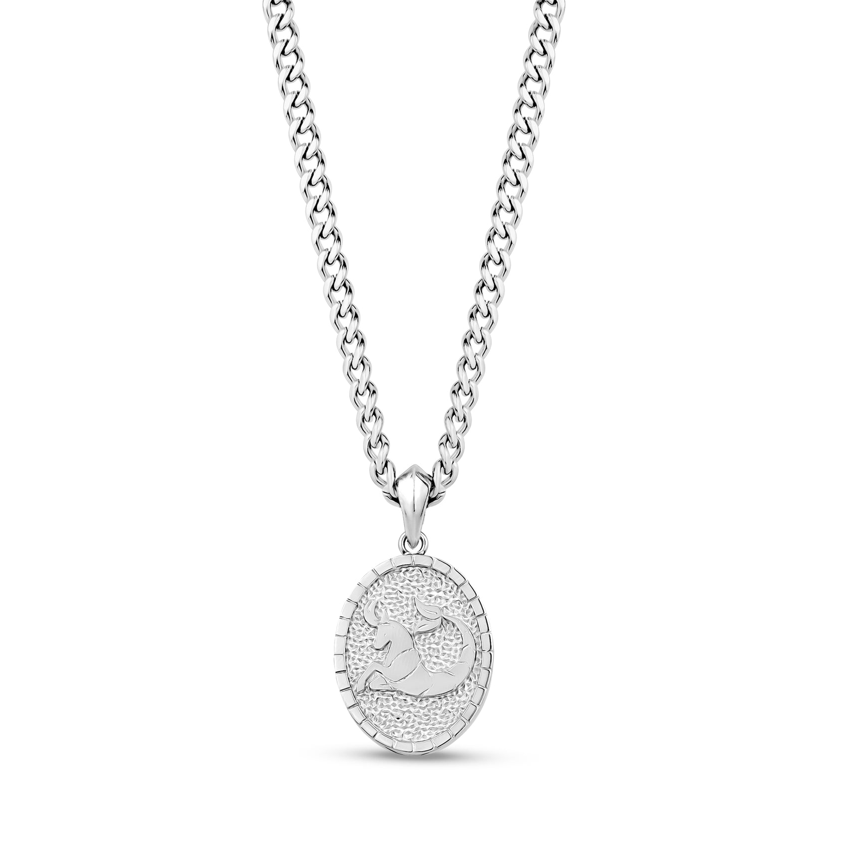 Engravable Oval Capricorn Zodiac Pendant