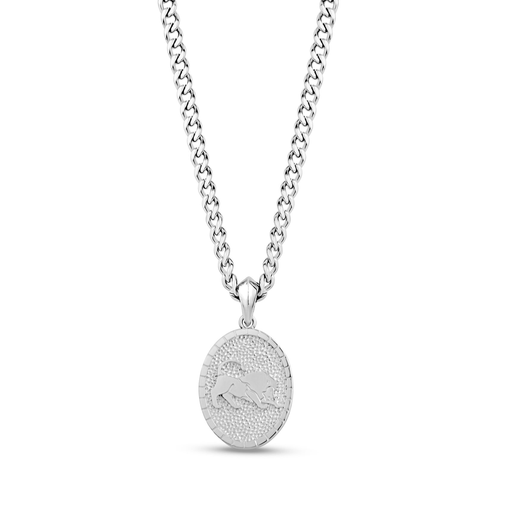 Engravable Oval Leo Zodiac Pendant