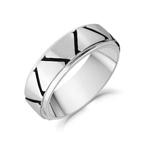 6mm Triangular Design Stainless Steel Engravable Band Ring
