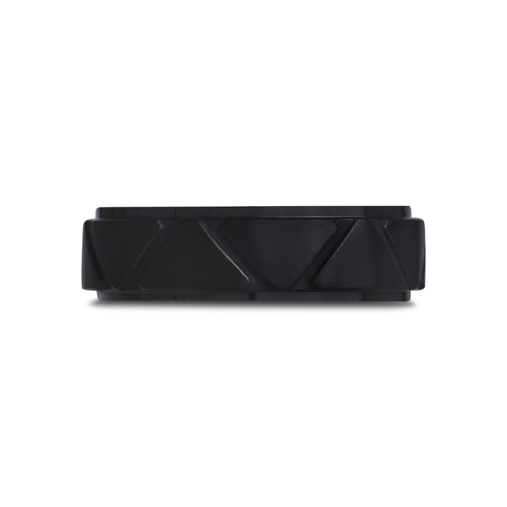 6mm Triangular Design Black Engravable Band Ring