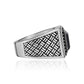 Black onyx stainless steel detailed signet ring.