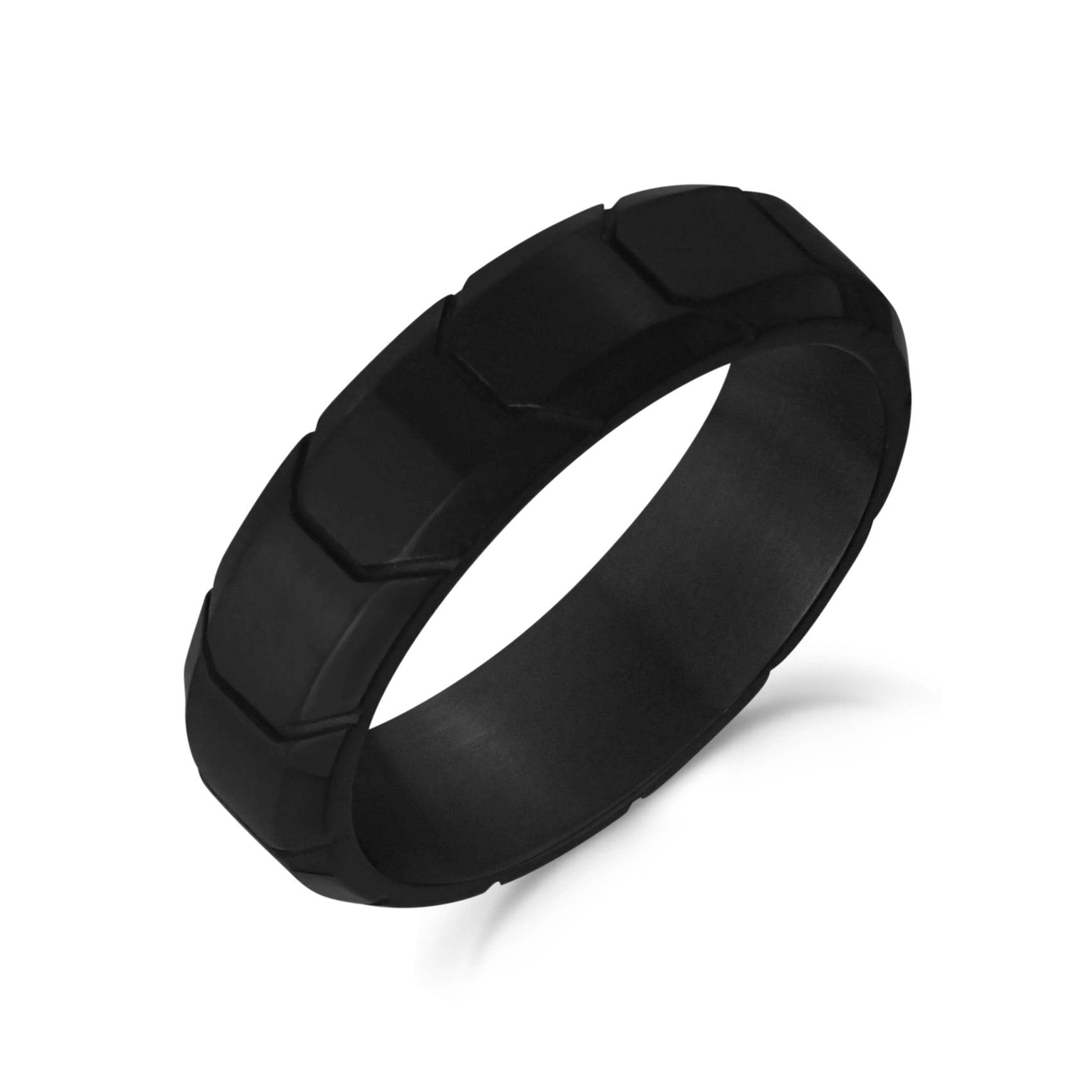 6mm Black Engravable Band with Beveled edges