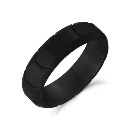6mm Black Engravable Band with Beveled edges