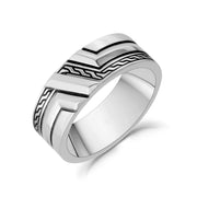 8mm Detailed Band - Men Ring - The Steel Shop