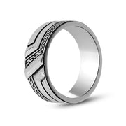 8mm Detailed Band - Men Ring - The Steel Shop