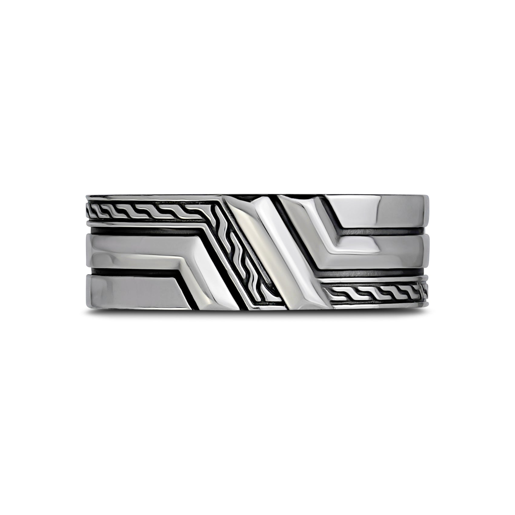 8mm Detailed Band - Men Ring - The Steel Shop