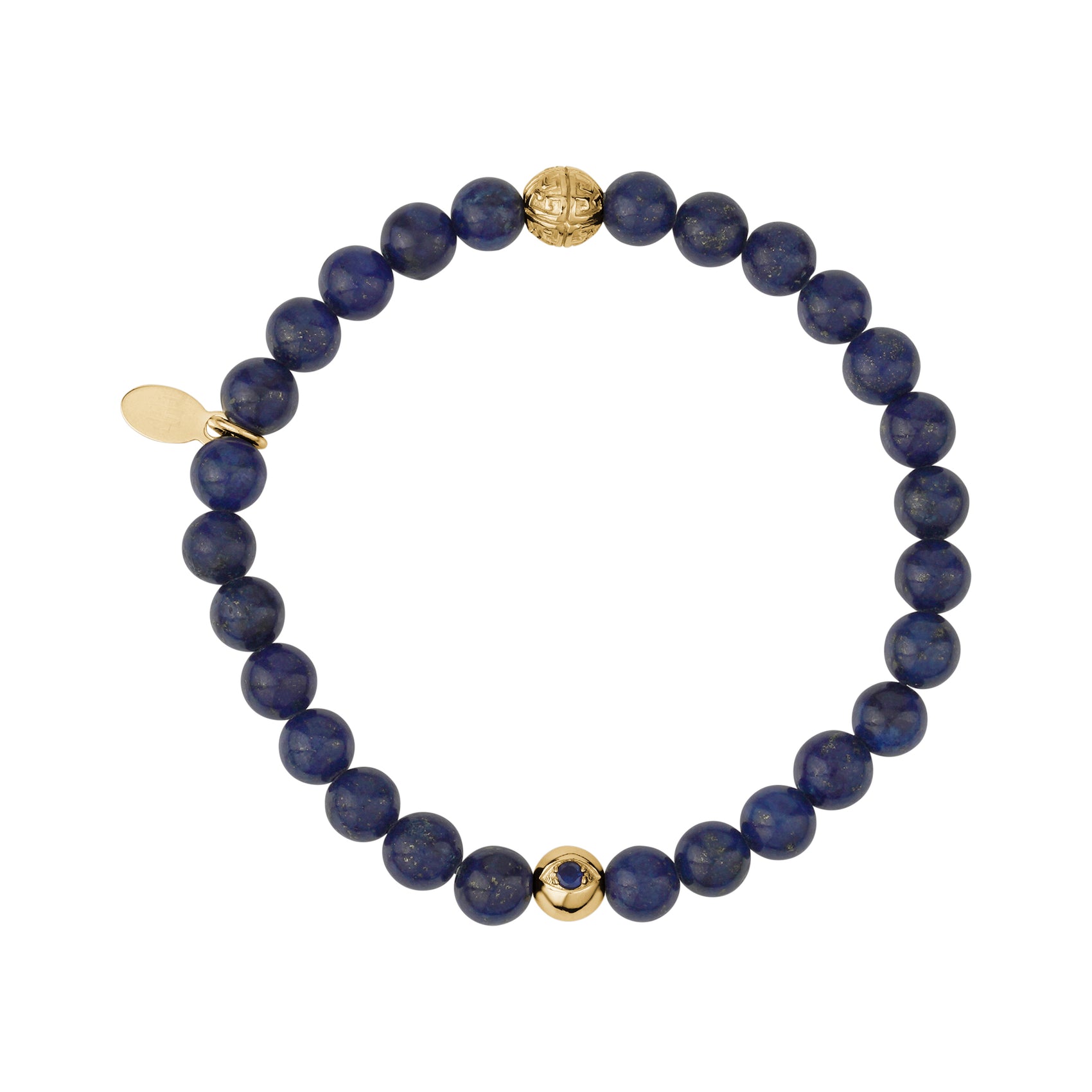 6mm Evil Eye Lapis Lazuli Bead Bracelet - Unisex Bead Bracelet - The Steel Shop