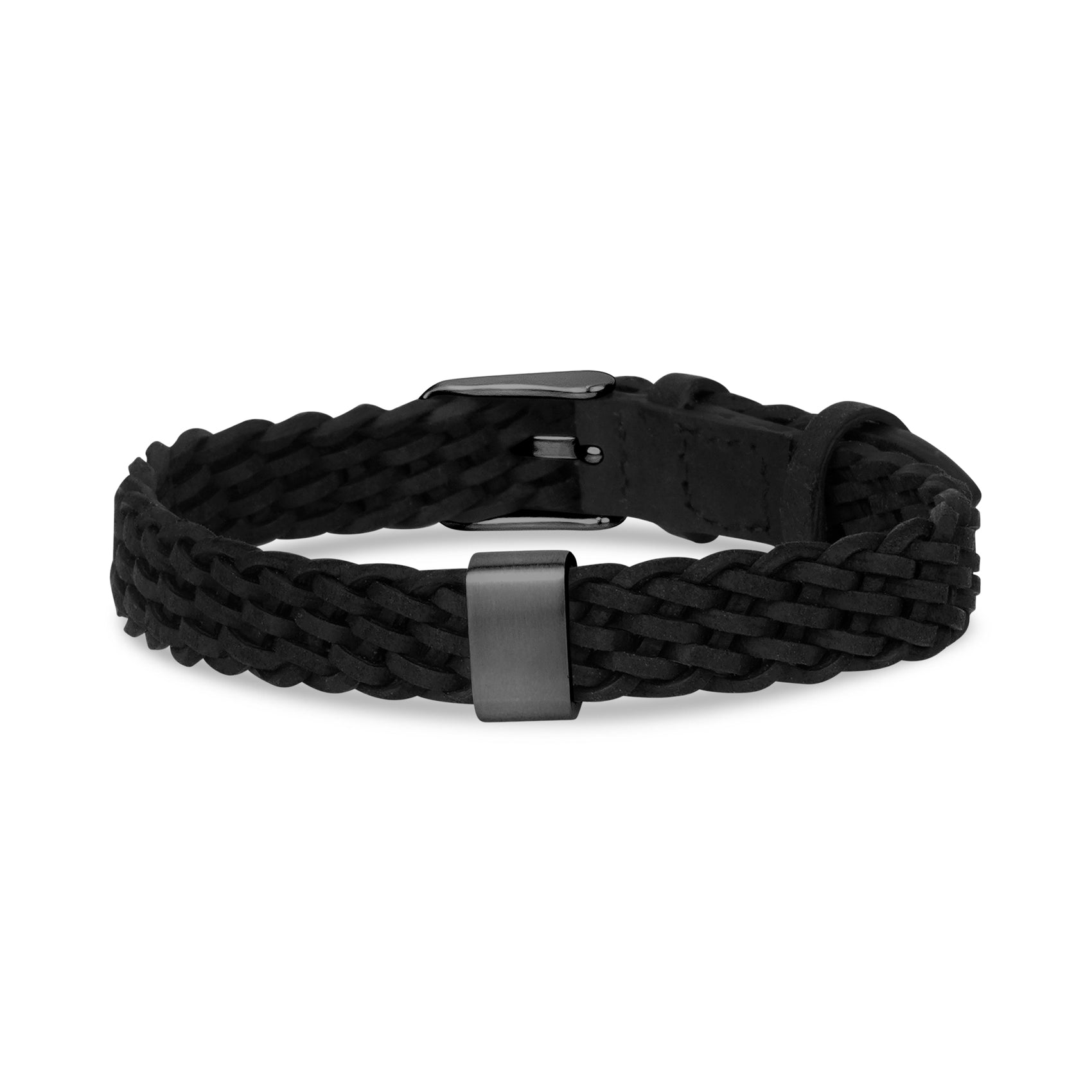 Woven Leather Charm Bracelet - Mens Steel Leather Bracelets - The Steel Shop