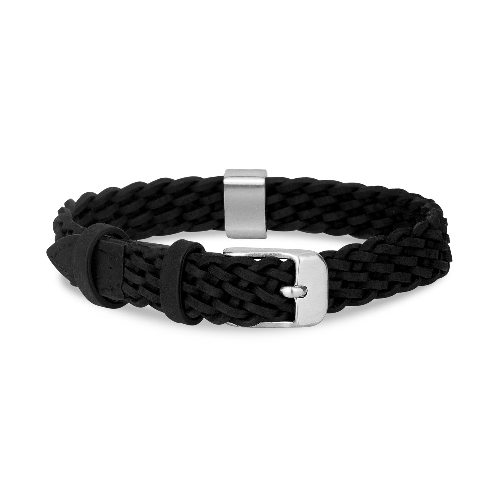 Woven Leather Charm Bracelet - Mens Steel Leather Bracelets - The Steel Shop