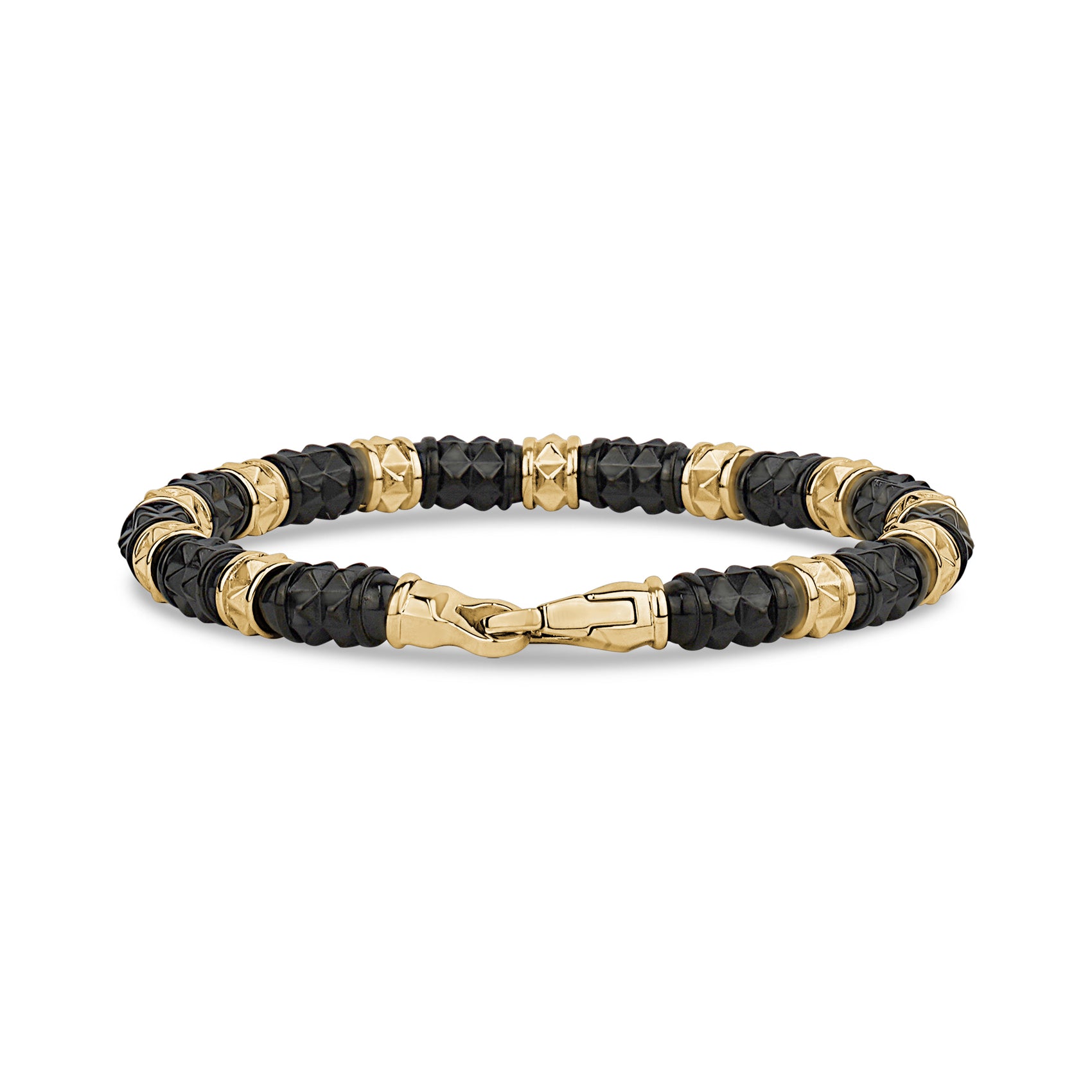 6mm Gold & Gunmetal Spiked Bead Bracelet - Mens Steel Bead Bracelets - The Steel Shop