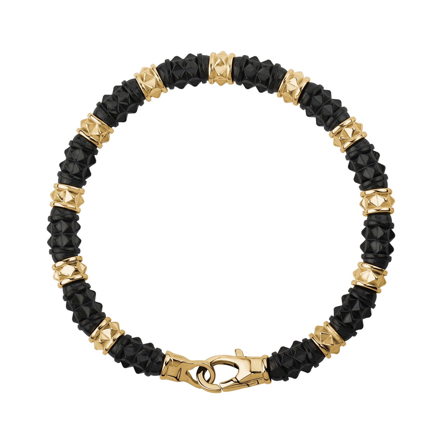 6mm Gold & Gunmetal Spiked Bead Bracelet - Mens Steel Bead Bracelets - The Steel Shop