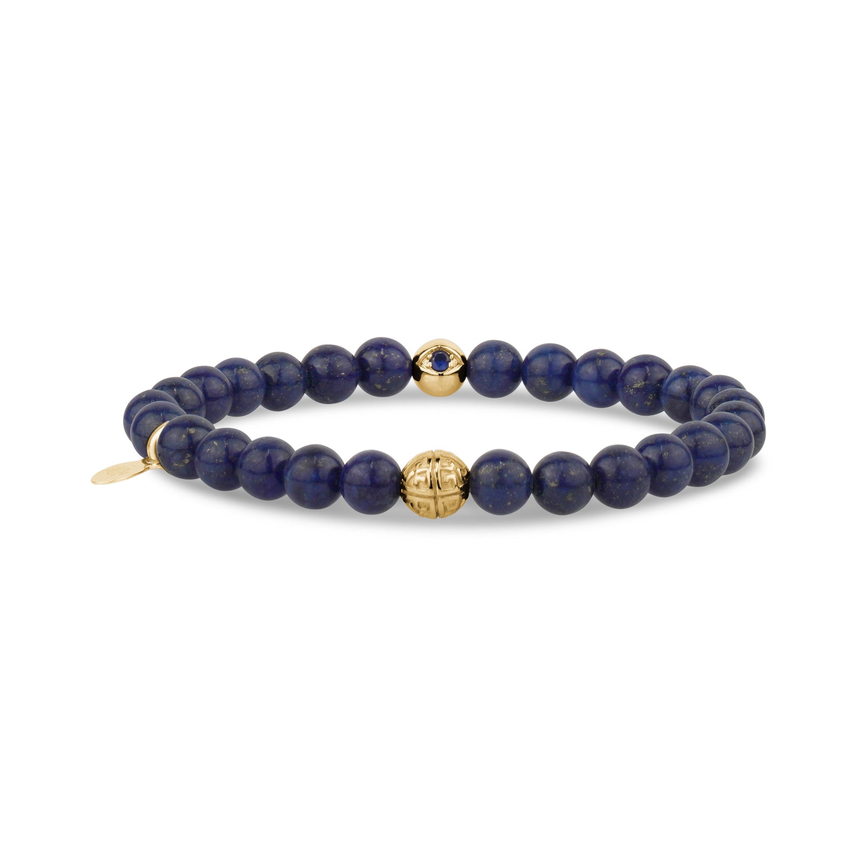 6mm Evil Eye Lapis Lazuli Bead Bracelet - Unisex Bead Bracelet - The Steel Shop
