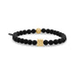 Personalized 6mm Black Matte Onyx Gold Square Cube Bead Engravable Bracelet