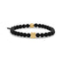 Personalized 6mm Black Matte Onyx Gold Square Cube Bead Engravable Bracelet