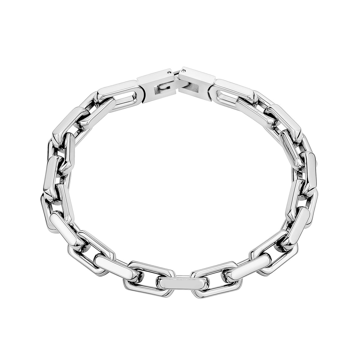 7mm Stainless steel elongated link bracelet for men