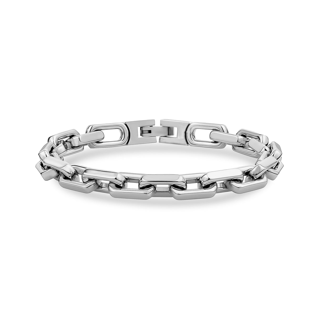 7mm Stainless steel elongated link bracelet for men
