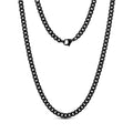 5mm Black Matte Cuban Link Chain Necklace