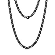 5mm Black Matte Cuban Link Chain Necklace