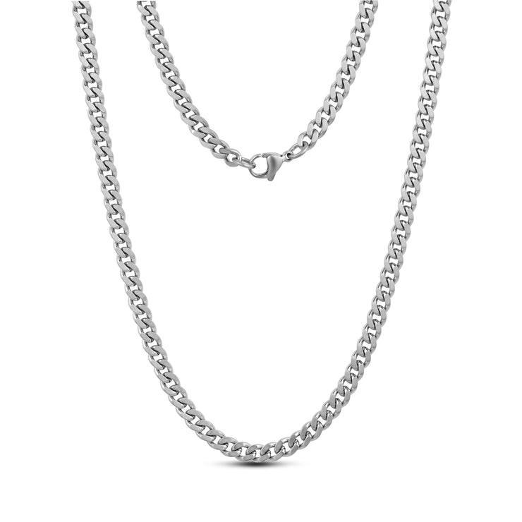 5mm matte stainless steel cuban link chain necklace