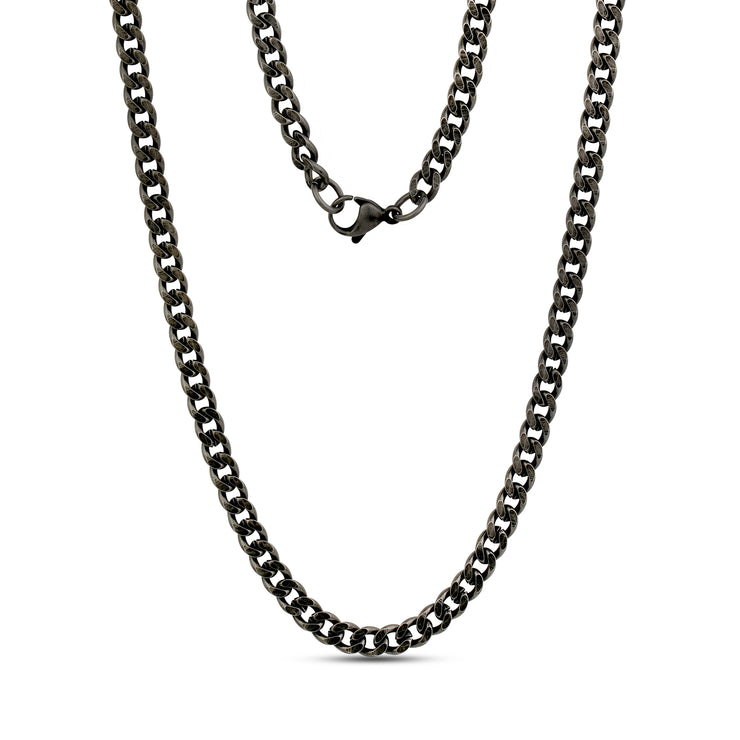 5mm matte antiqued gun metal cuban link chain necklace