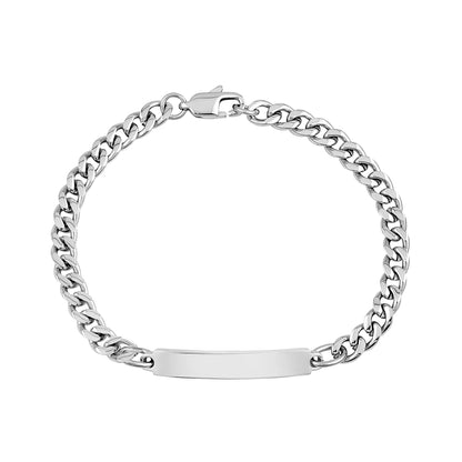 Womens 5mm Stainless Steel Cuban Link Engravable ID Bracelet